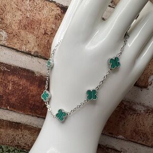 Stainless Steel Green Clover Bracelet NEW